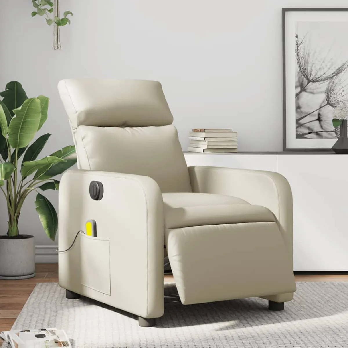 vidaXL Fauteuil de massage inclinable électrique Crème - vue 2