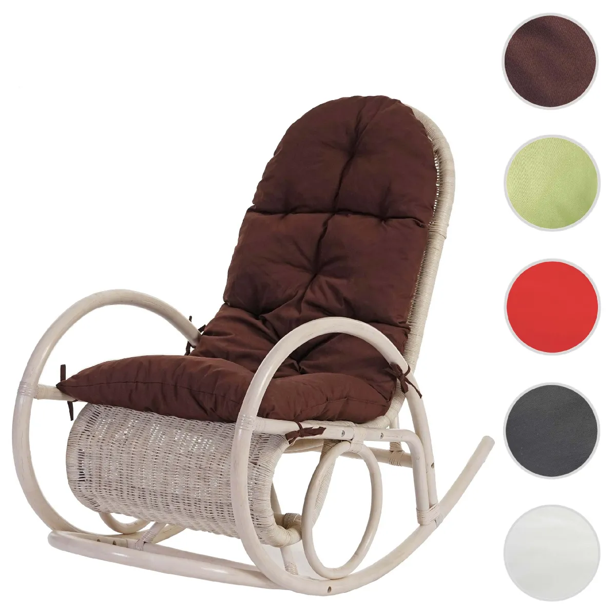 Mendler Fauteuil rocking chair rotin - Blanc Mendler Fauteuil rocking chair rotin - Blanc