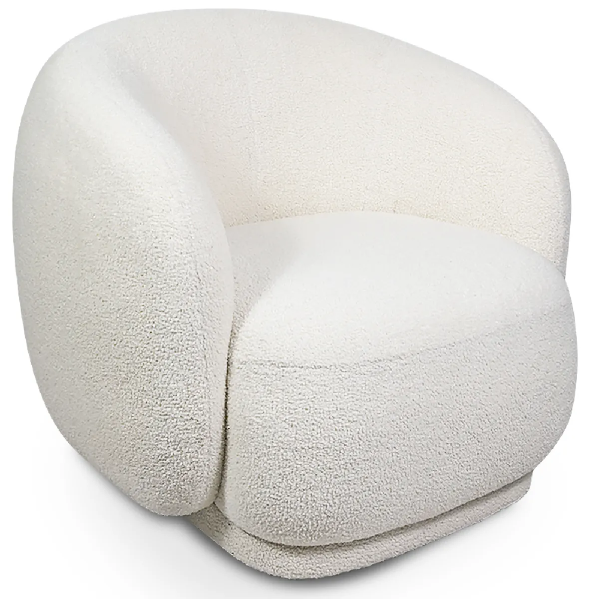 Fauteuil Rembourré en Tissu Bouclé - Design Courbé - Drisela Blanc Fauteuil Rembourré en Tissu Bouclé - Design Courbé - Drisela Blanc