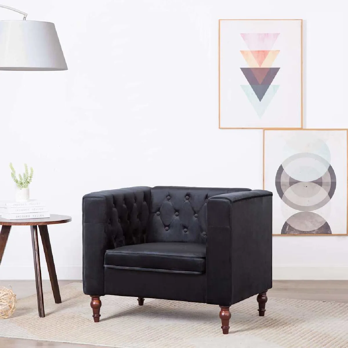 Vidaxl Noir Fauteuil Velours - Image 2