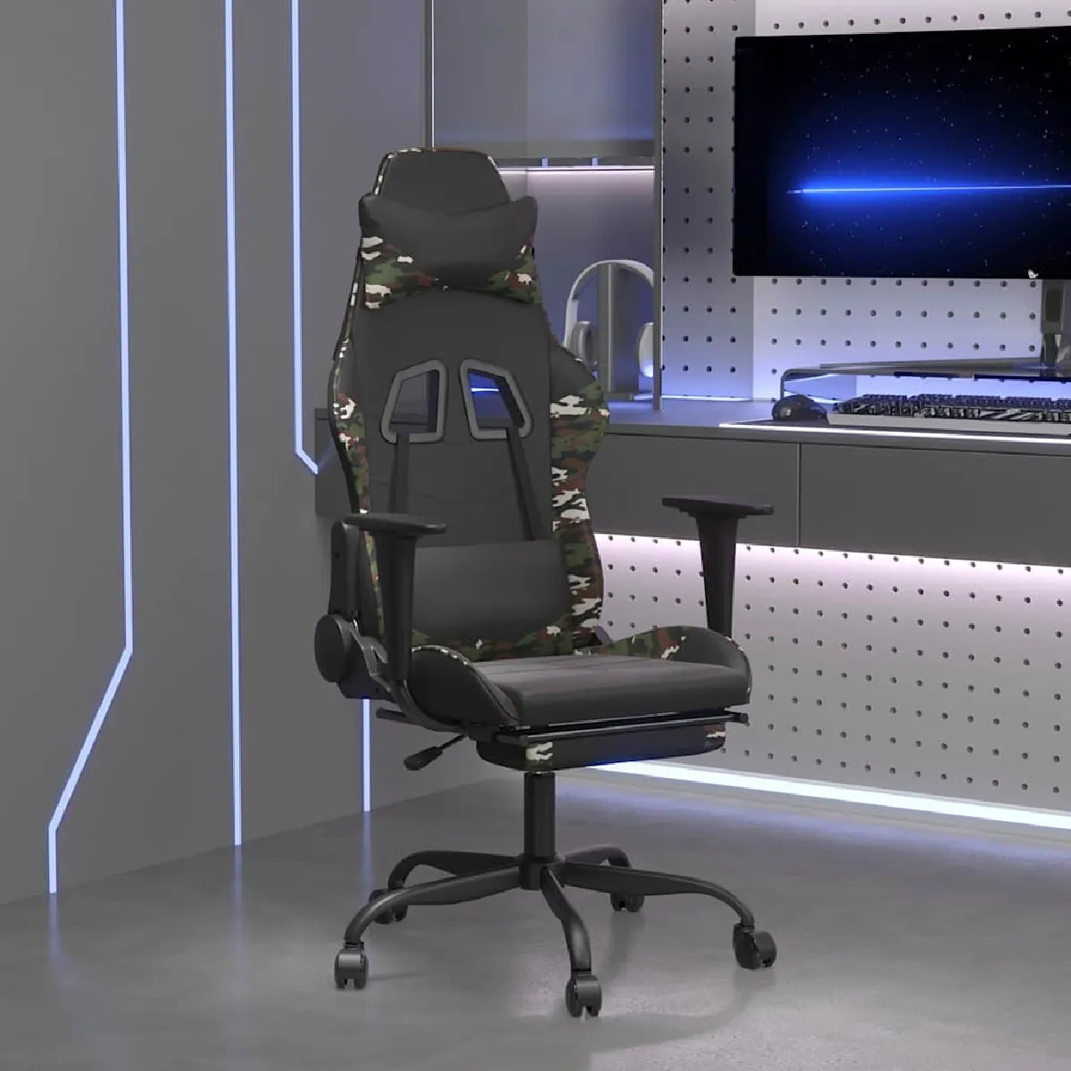 VIDAXL - Chaise Gaming - Fauteuil de Bureau avec Massage et Repose-pieds - Noir - Image 3
