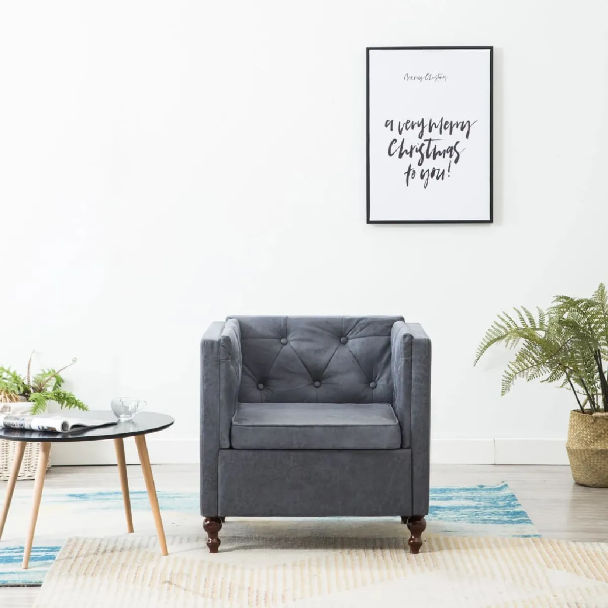 vidaXL Fauteuil - Gris Tissu