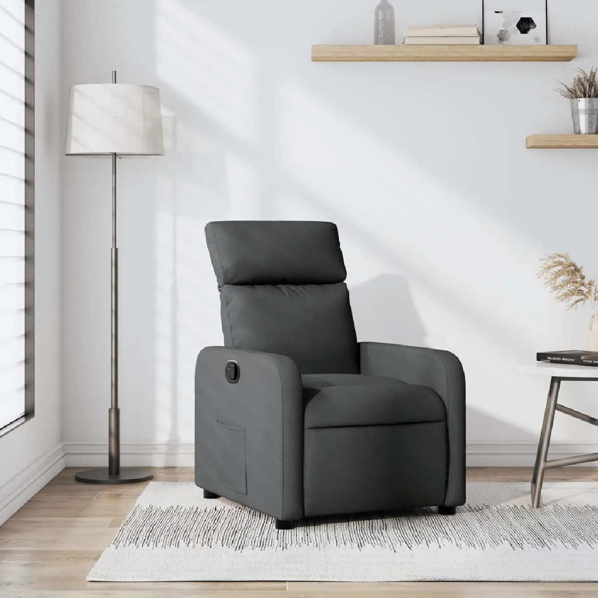 Vidaxl Gris Fauteuil Réglable Tissu Foncé - Image 3