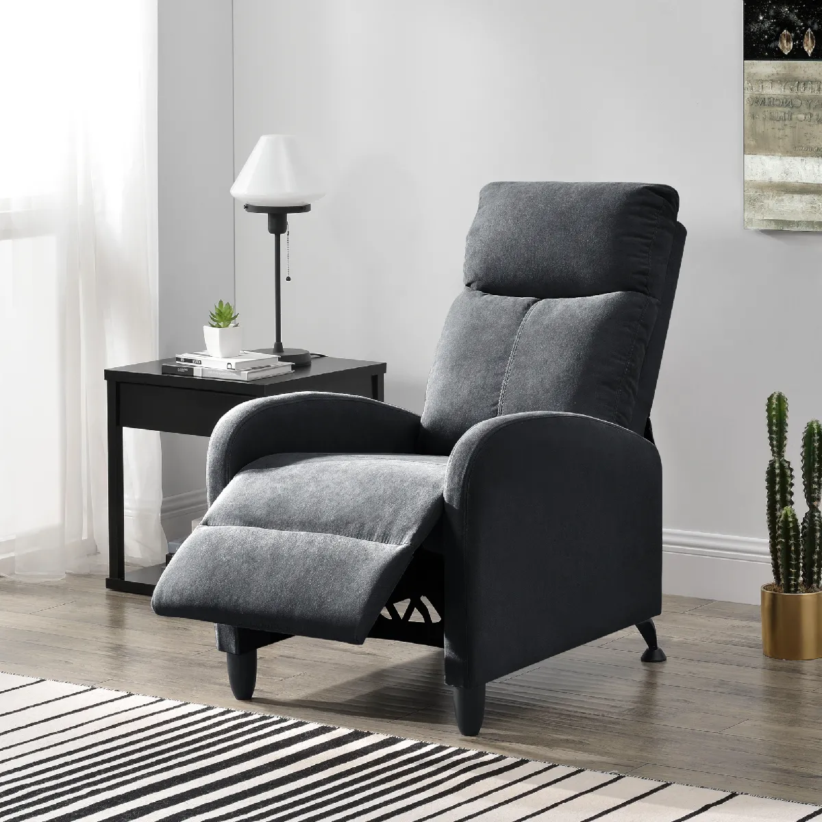 En.casa Fauteuil relax tissu - Gris foncé En.casa Fauteuil relax tissu - Gris foncé