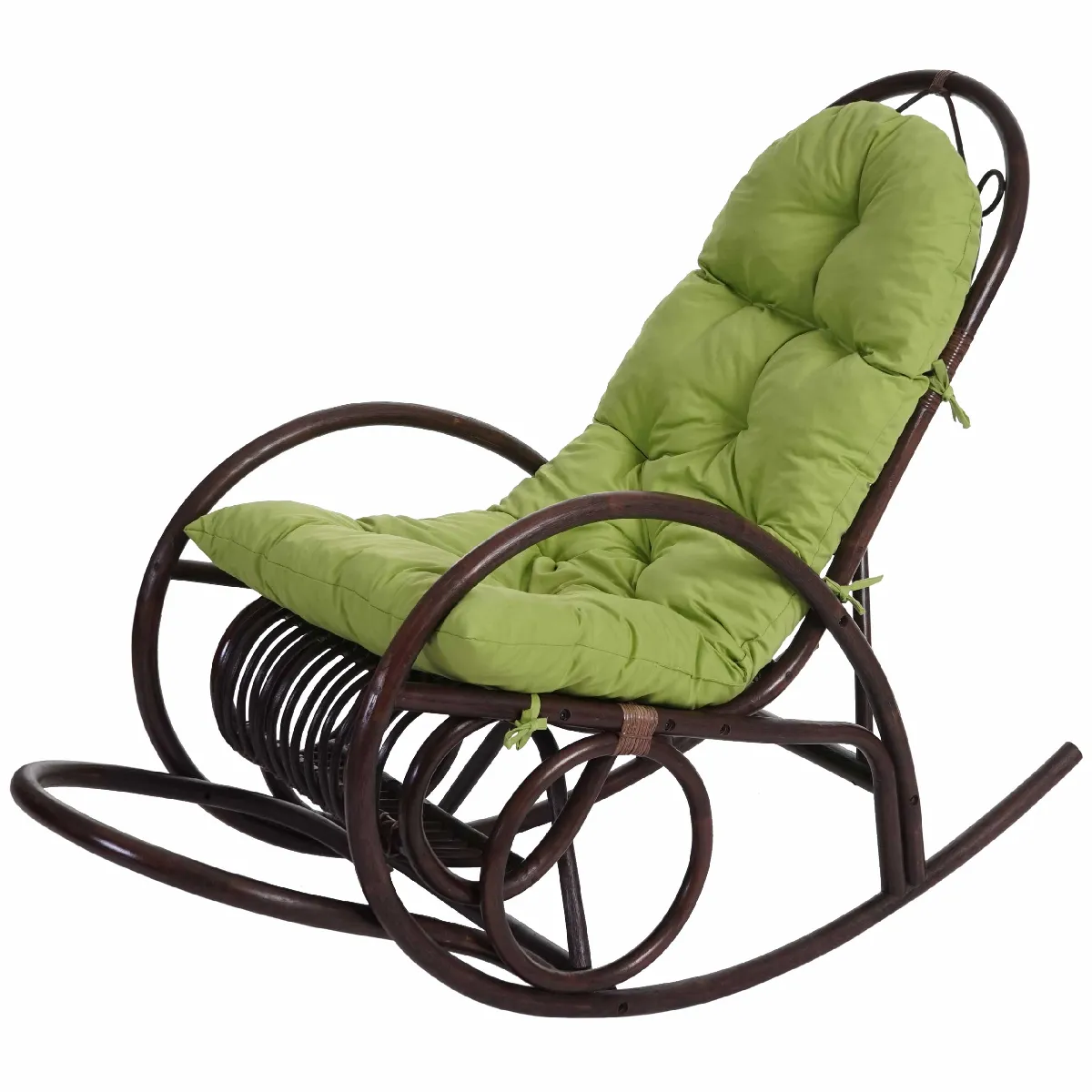 Mendler Fauteuil à bascule en rotin - Vert