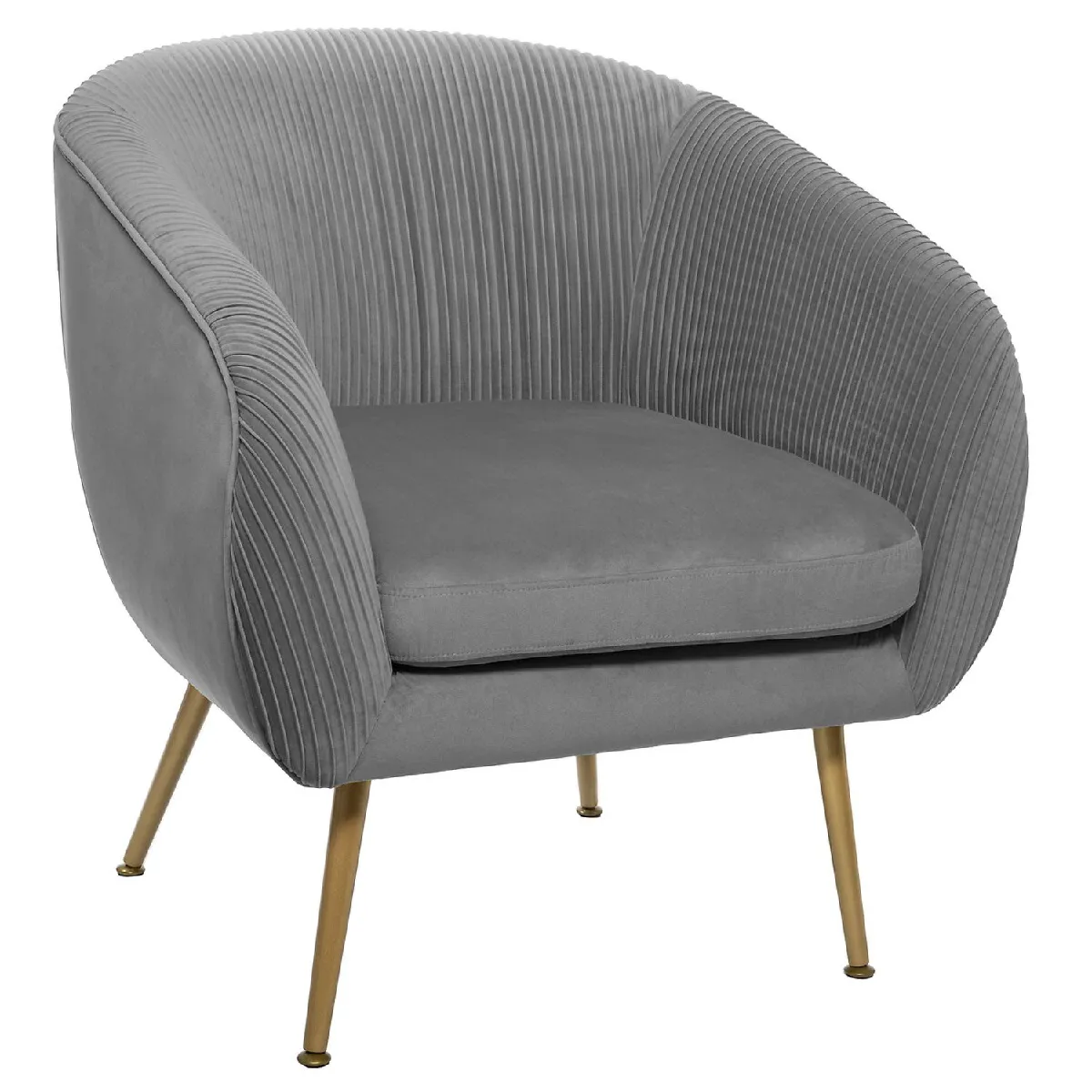 Atmosphera Gris Fauteuil En Velours Solaro