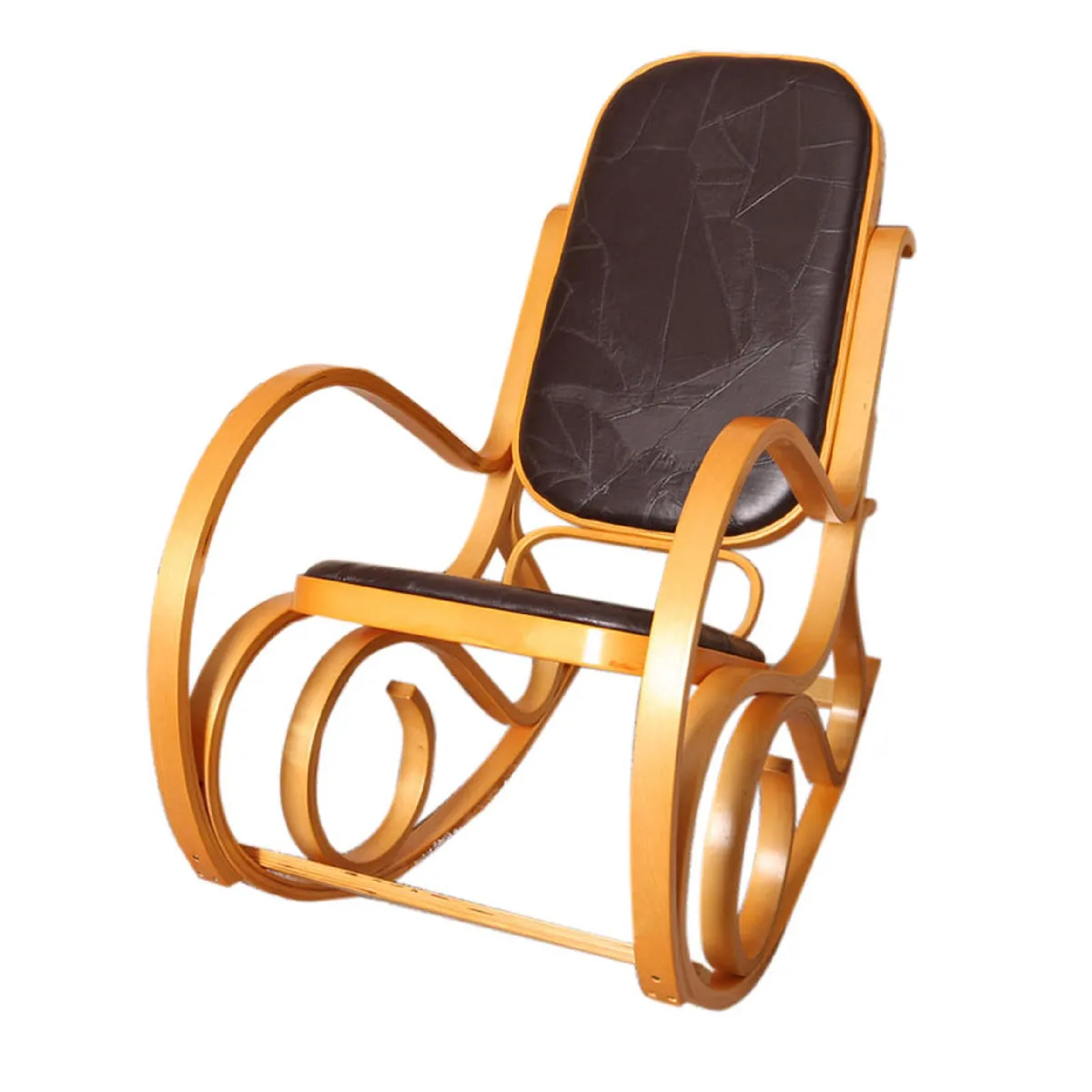 Mendler Fauteuil à bascule cuir - Marron