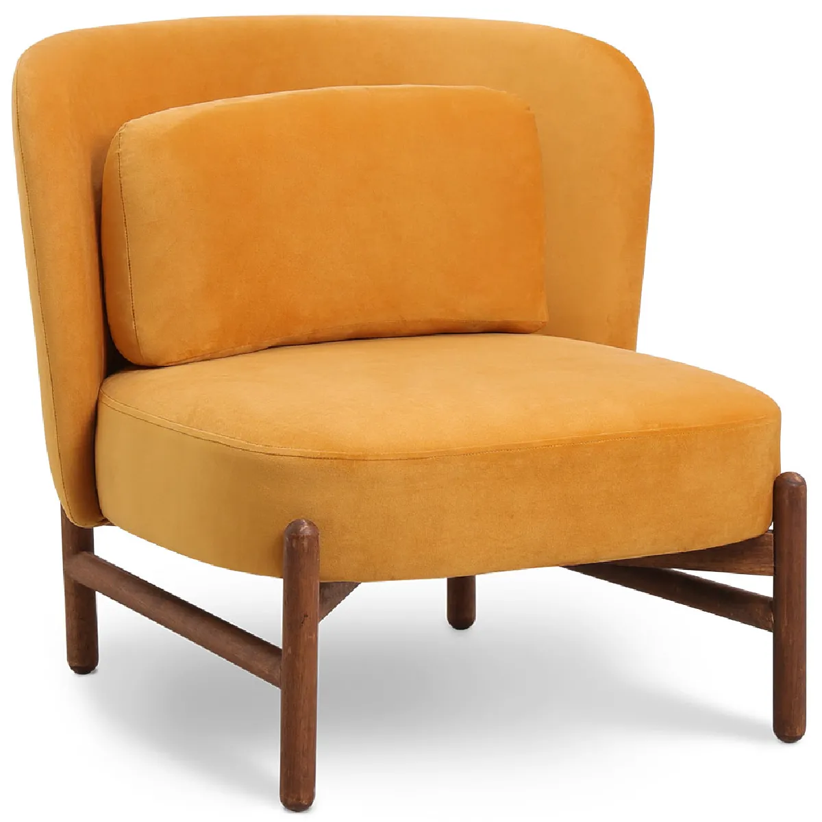 Fauteuil rembourré en velours et bois - Brina Moutarde Fauteuil rembourré en velours et bois - Brina Moutarde