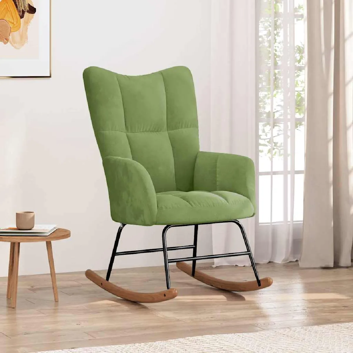 Vidaxl Vert/Clair Chaise À Bascule Velours - Image 2