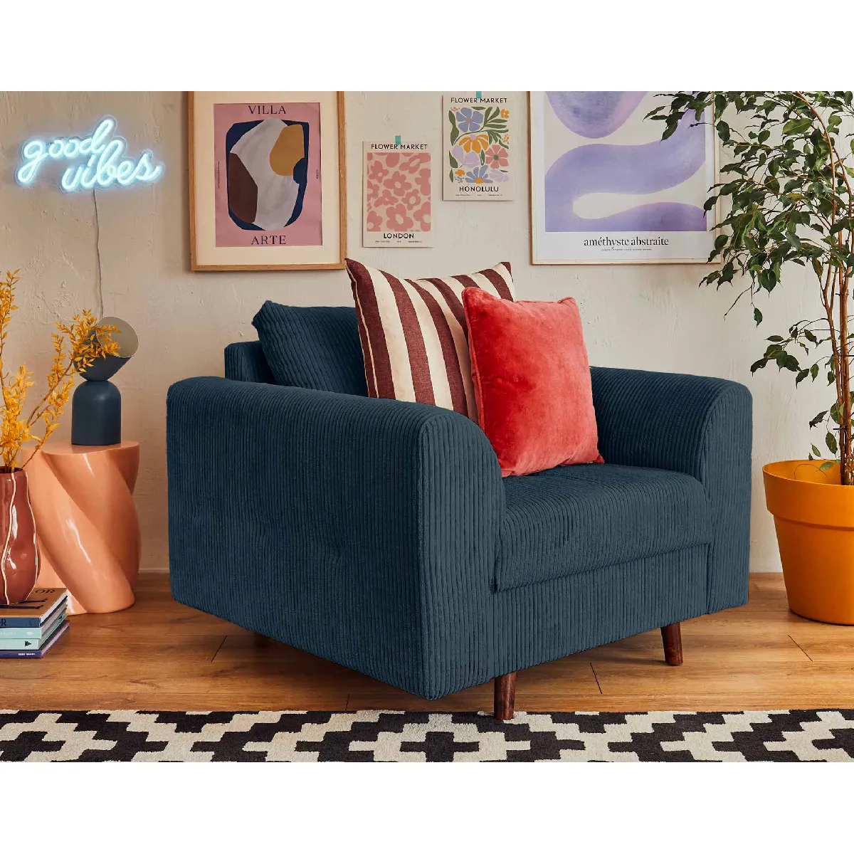 Lisa design fauteuil Rune - Bleu marine Lisa design fauteuil Rune - Bleu marine