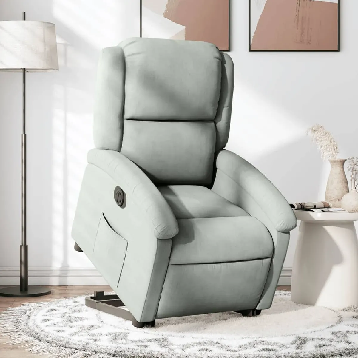 Non Communiqué Gris Vidaxl Sta-Opstoel Électrique Réglable Velours Clair - Image 3