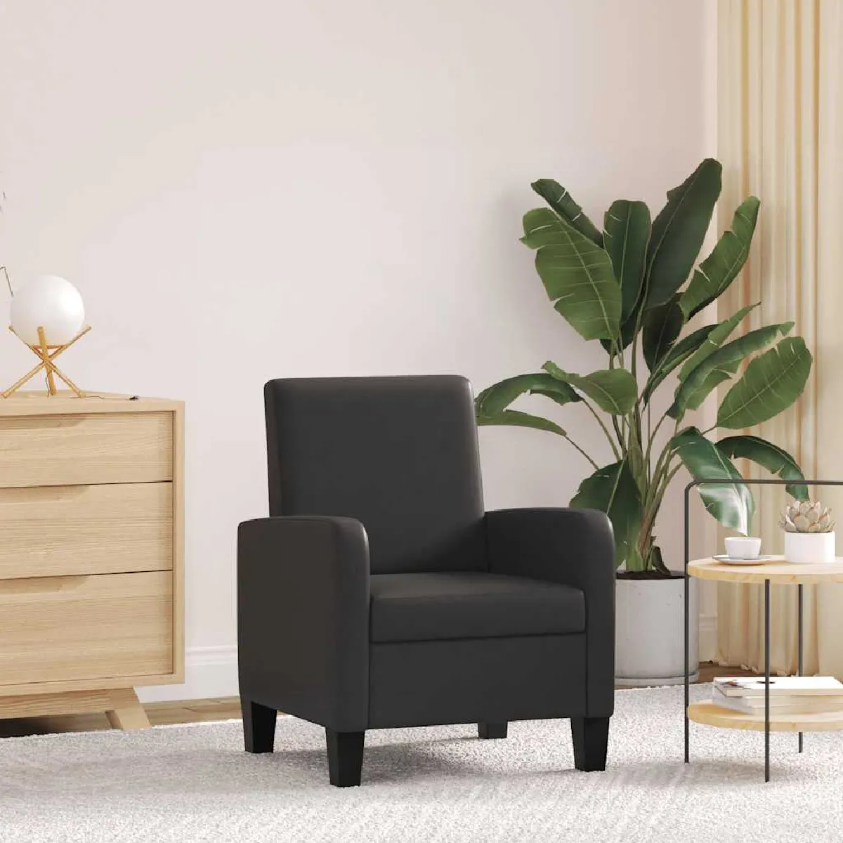 VIDAXL - Fauteuil de salon - Similicuir - Noir - Image 3