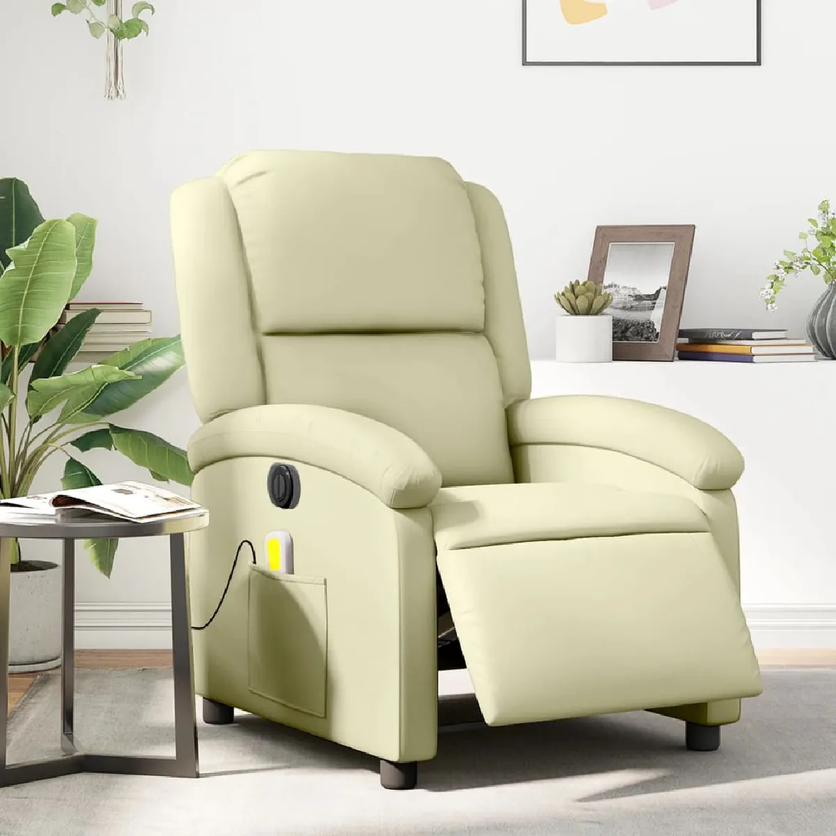 vidaXL Fauteuil de massage inclinable électrique Crème