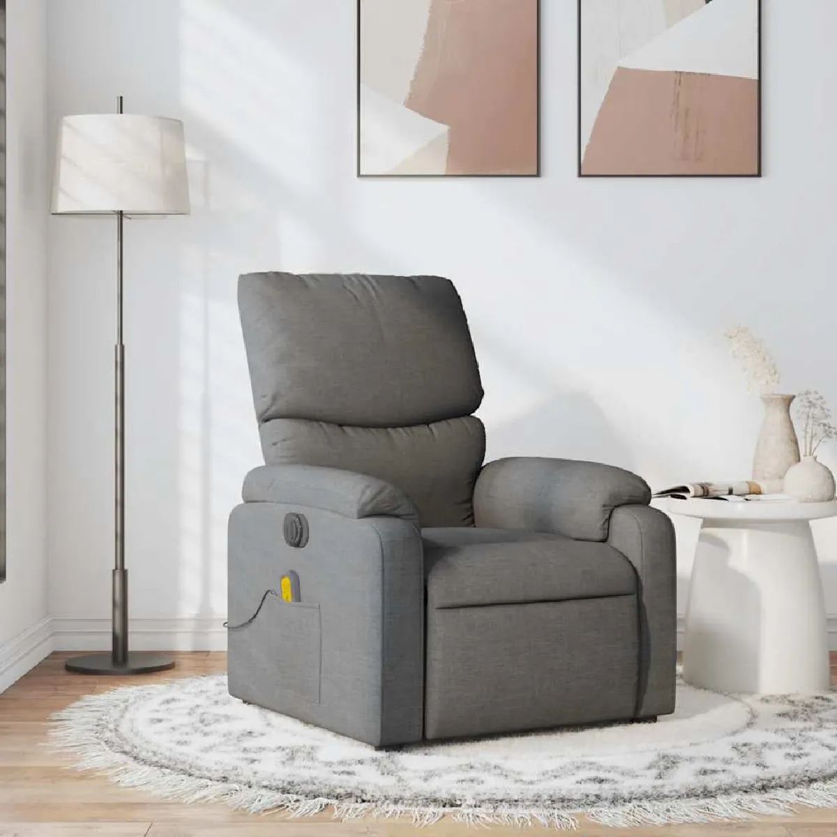 vidaXL Fauteuil massage - Gris foncé