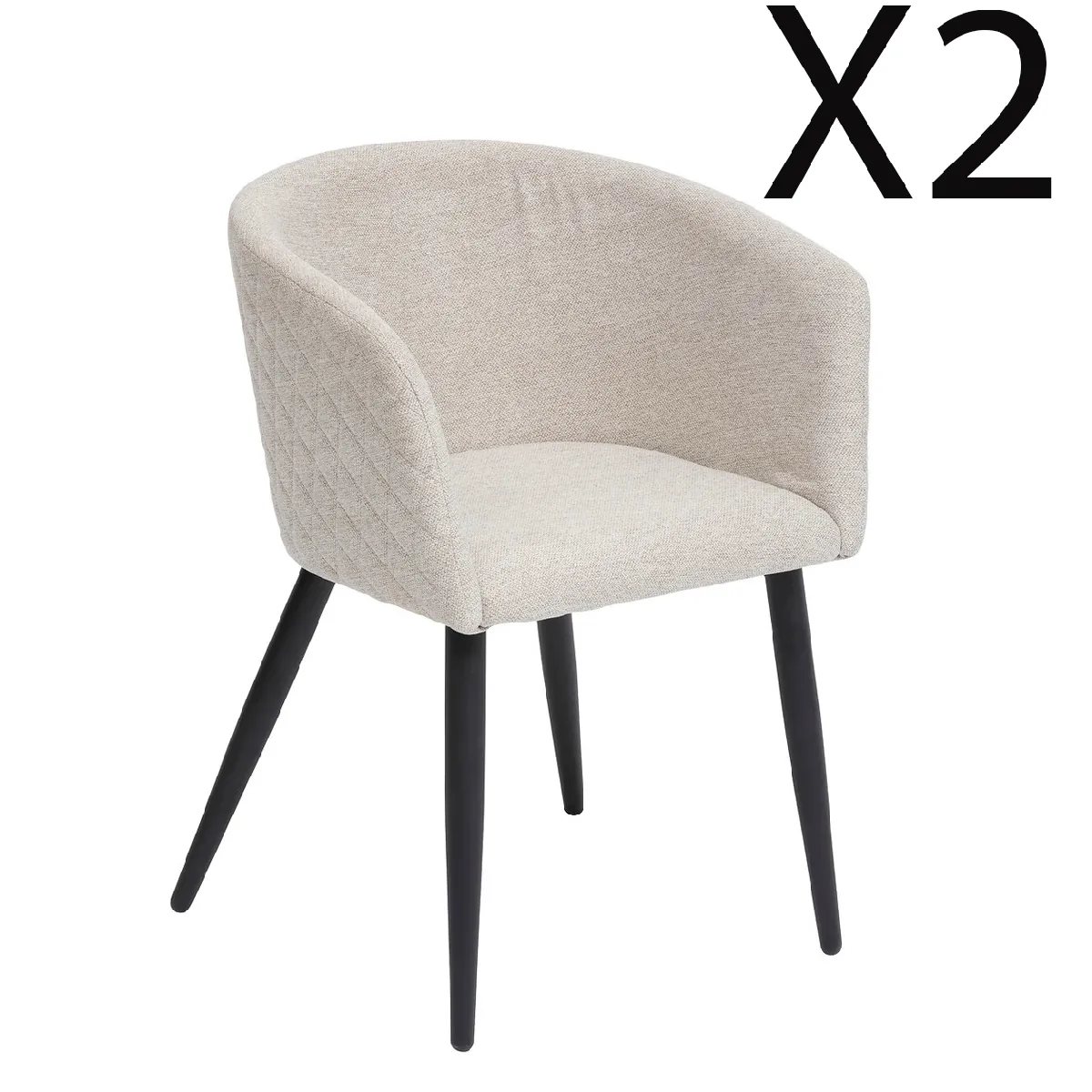 Pegane lot de 2 fauteuils de salle à manger - Beige