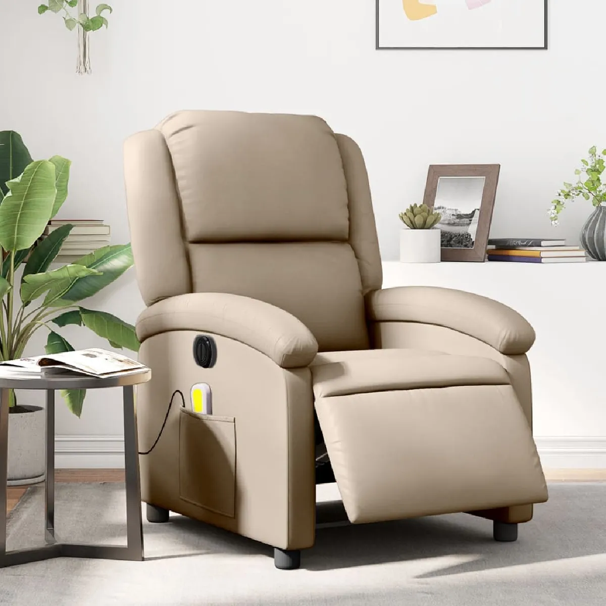 vidaXL Fauteuil de massage Cappuccino - vue 2