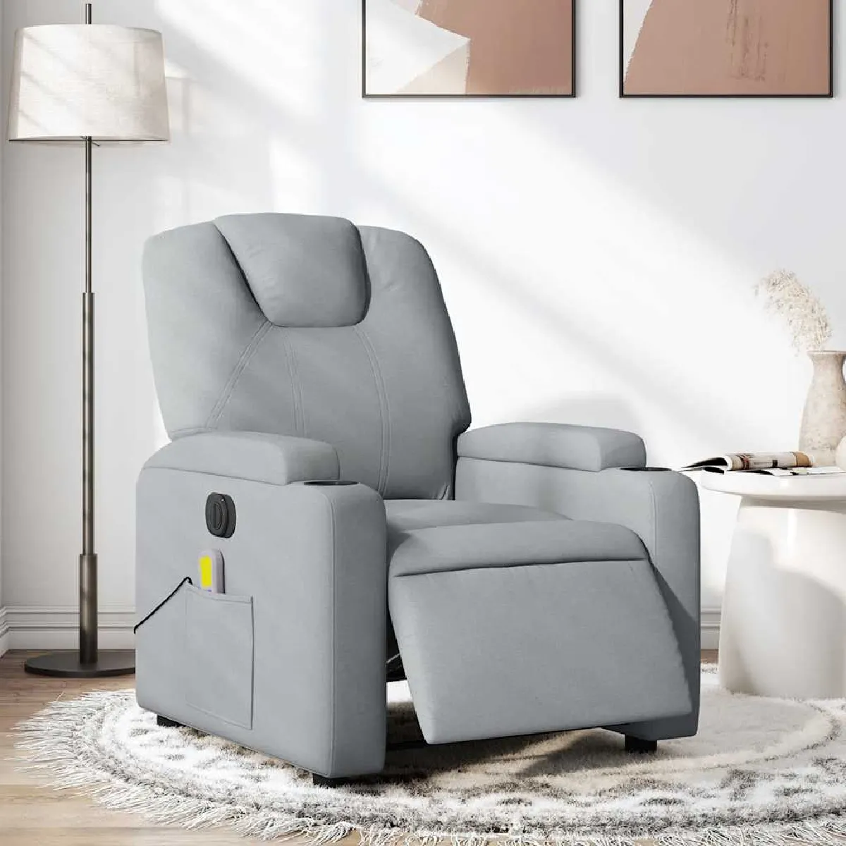 VIDAXL - Fauteuil de massage inclinable électrique - Gris clair - Image 3