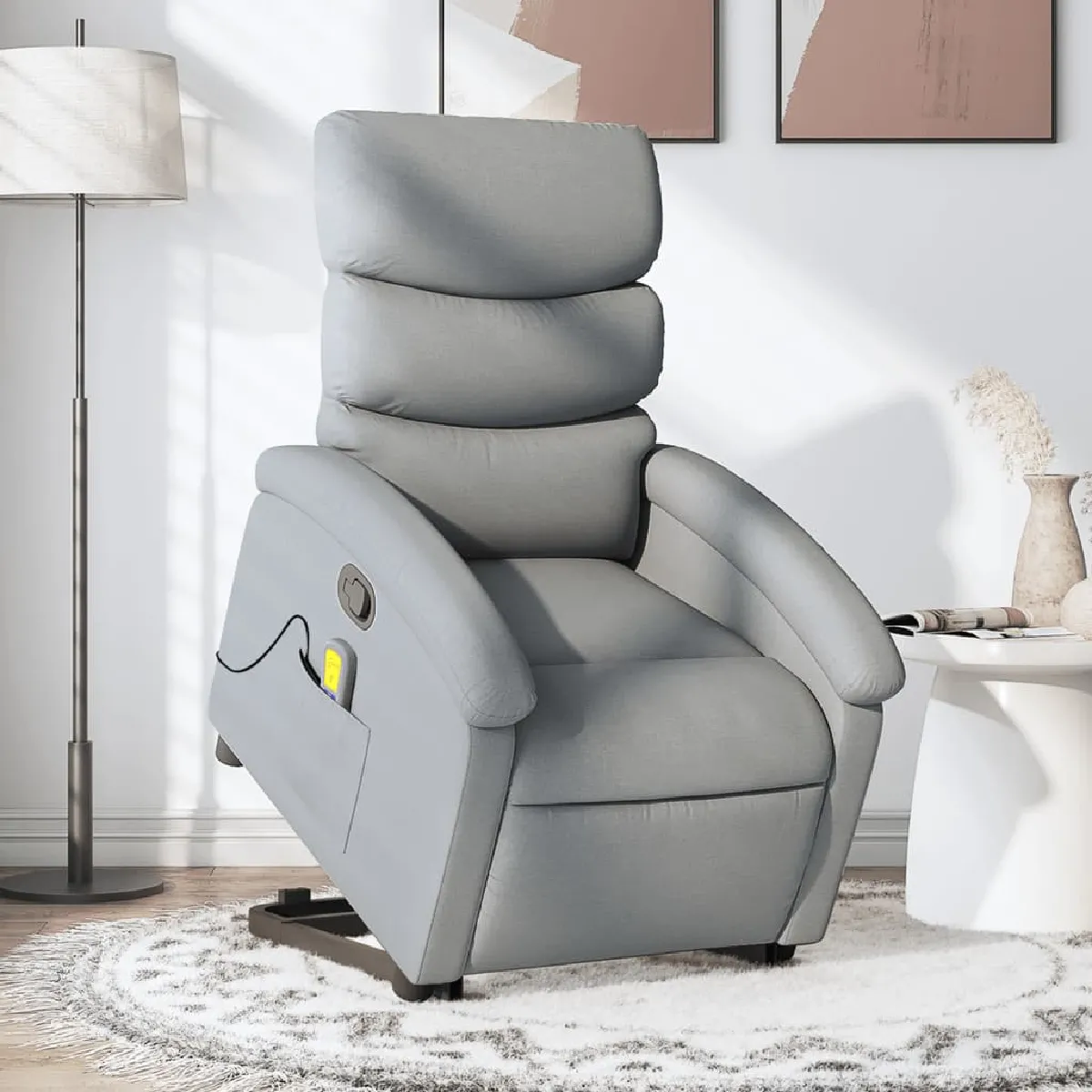 Non Communiqué Gris Vidaxl Fauteuil De Massage, Relaxation Tissu Clair - Image 3