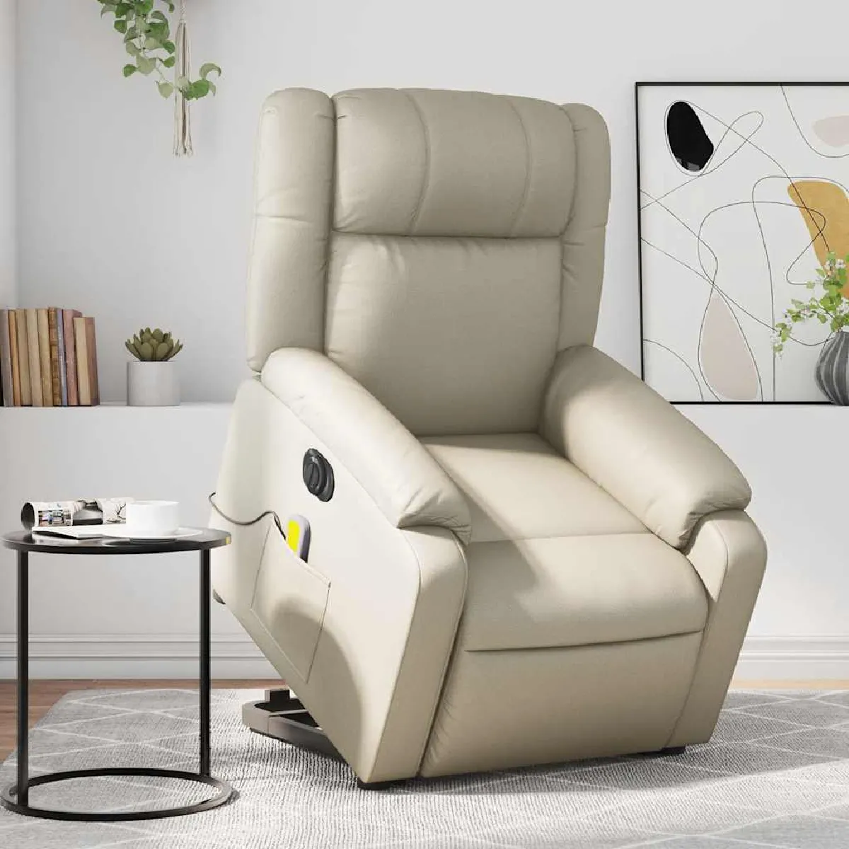 vidaXL Fauteuil massage électrique Crème - vue 2