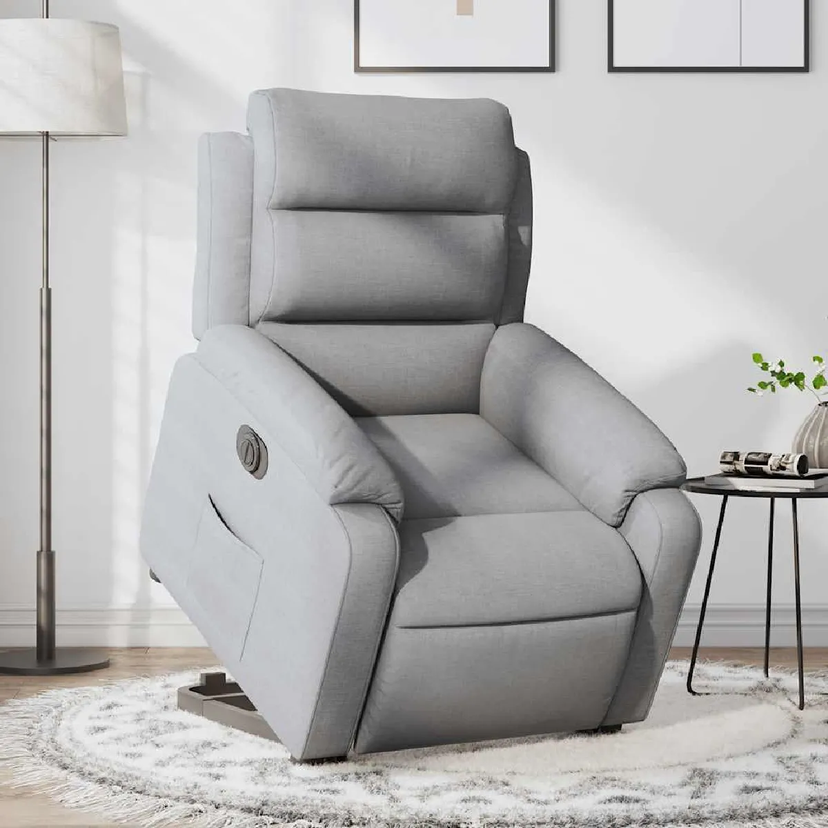 Non Communiqué Gris Vidaxl Stoel Électrique Réglable Tissu Clair - Image 3