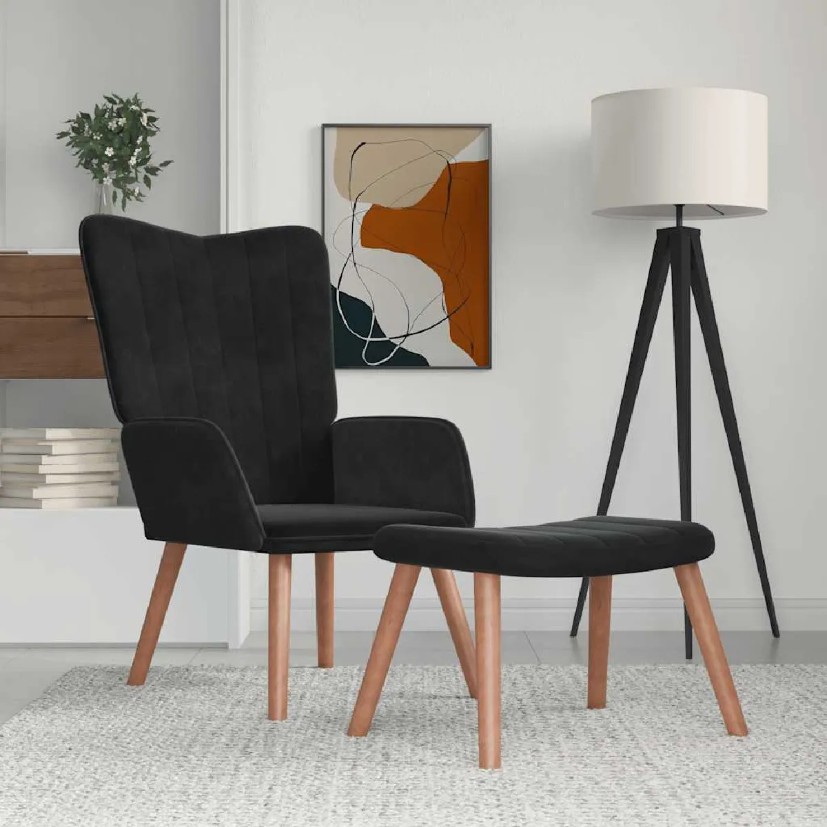 Vidaxl Noir Chaise De Relaxation - Velours