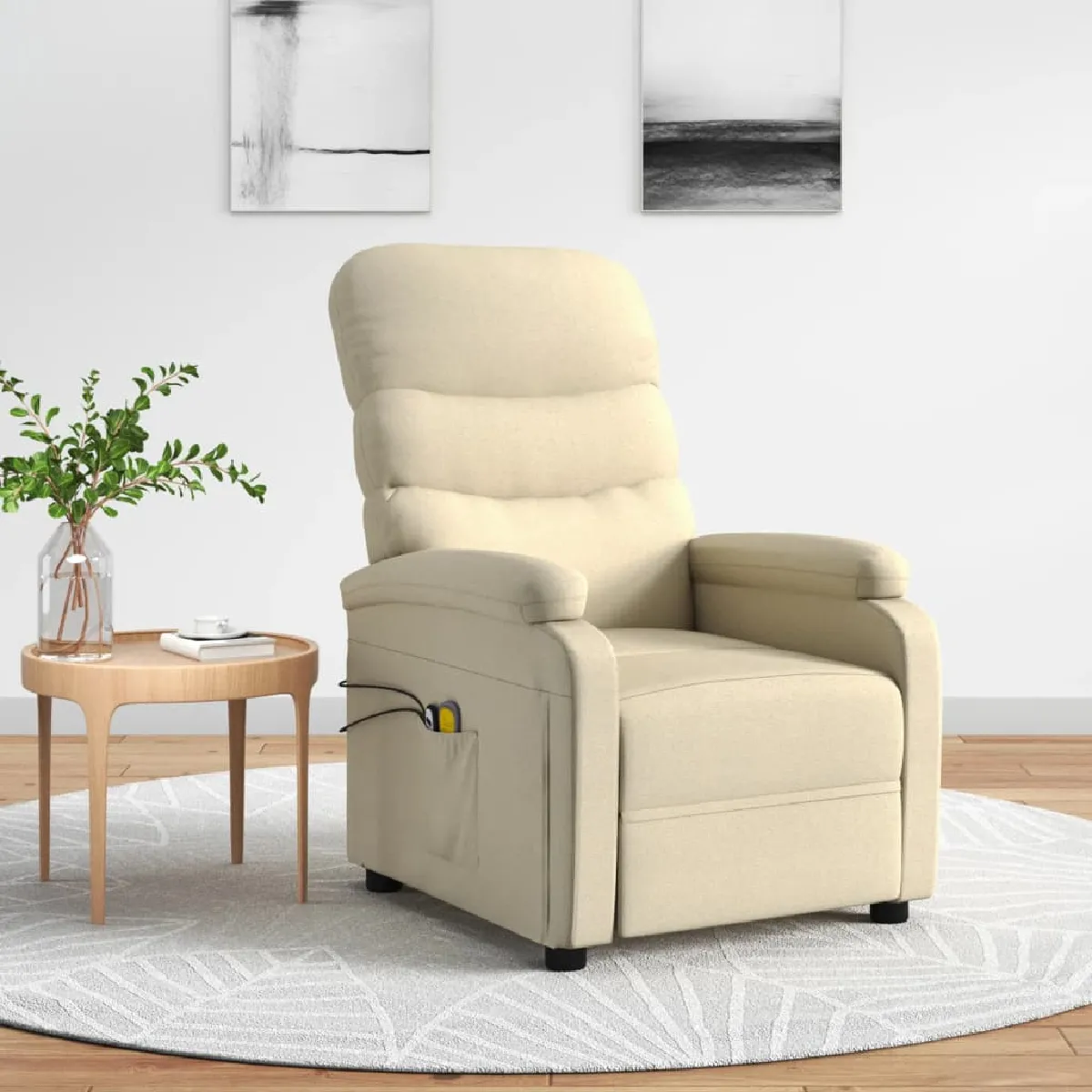 VidaXL Fauteuil de massage électrique Crème Tissu