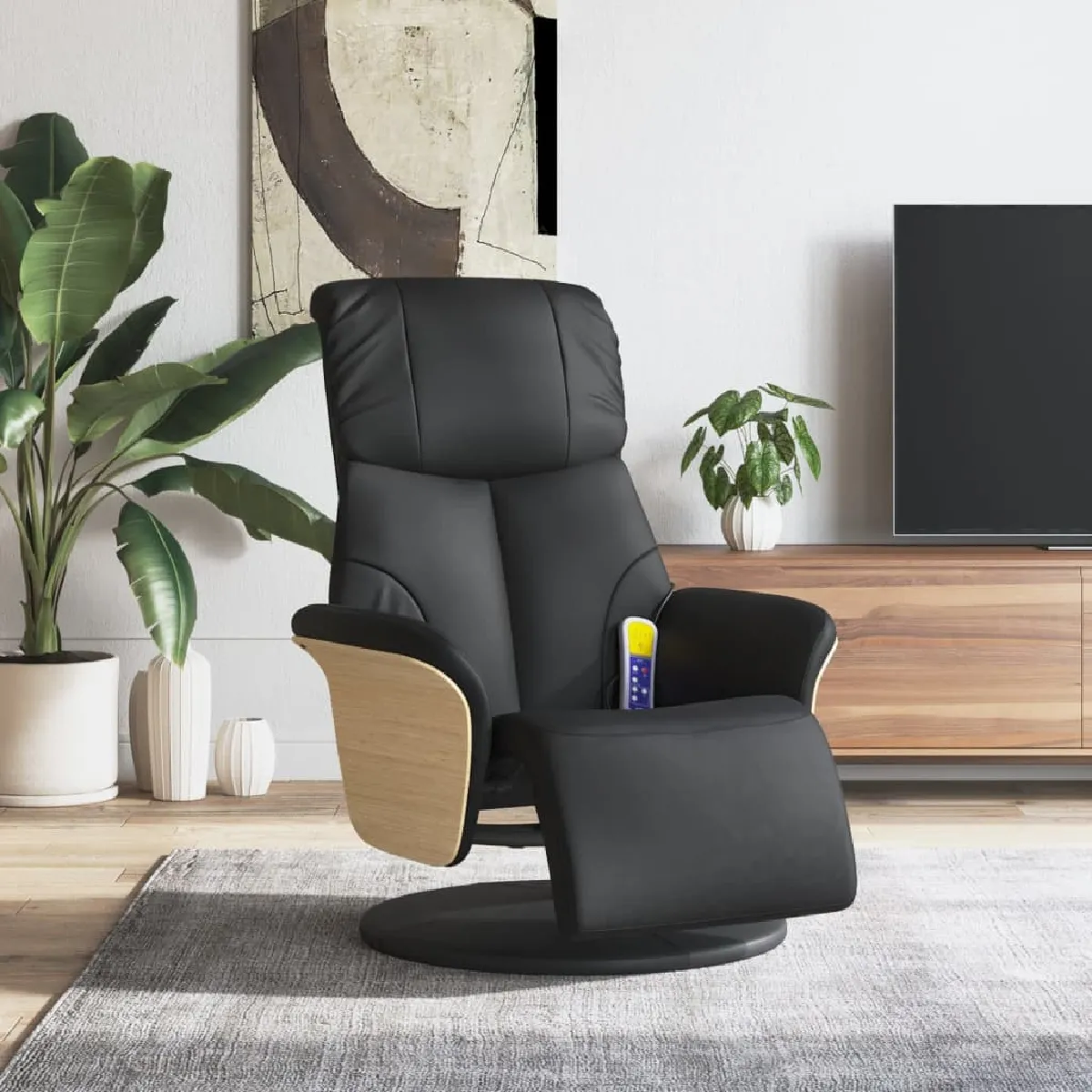 Vidaxl Noir Fauteuil Massage Inclinable - Similicuir