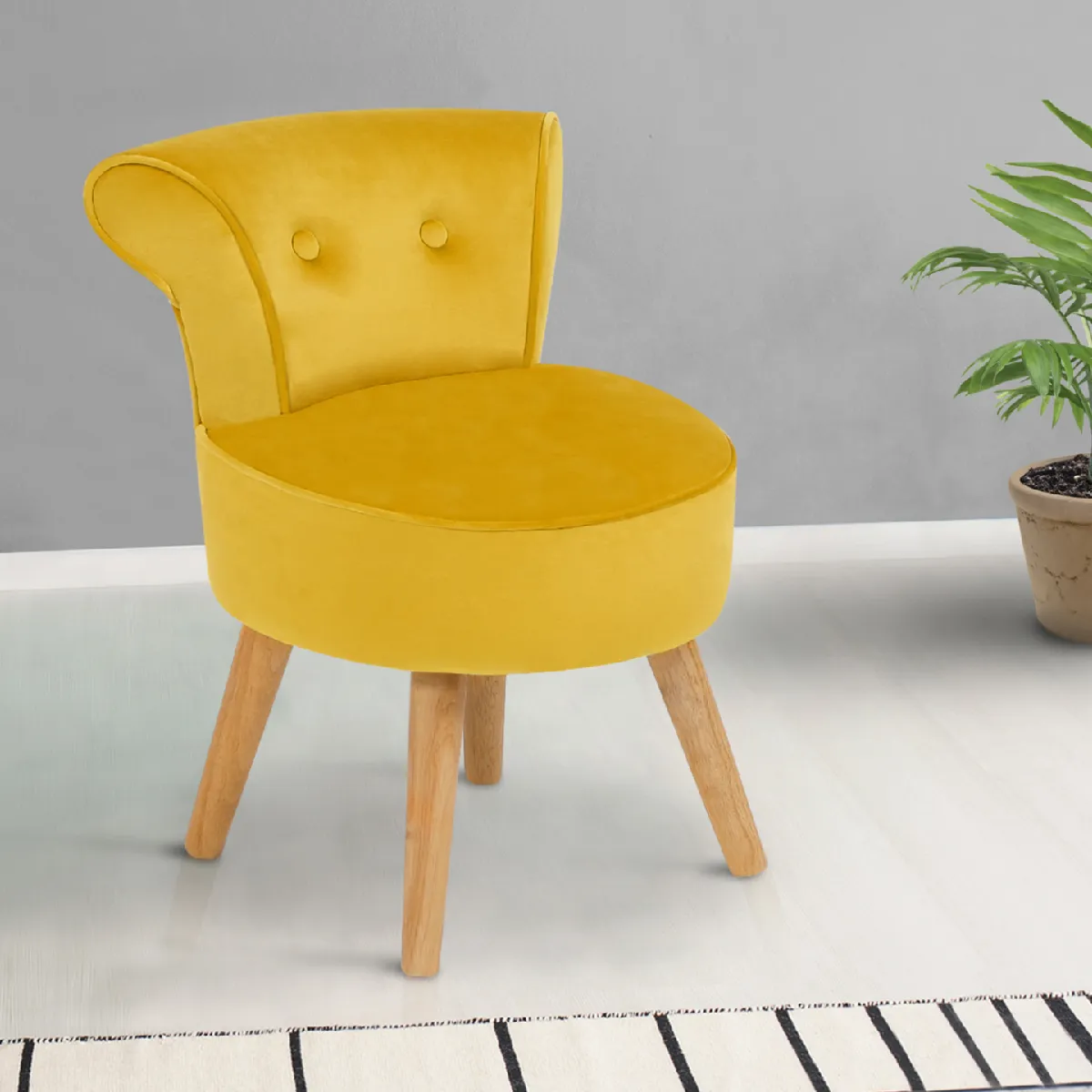 MARKET Fauteuil crapaud Velours Jaune