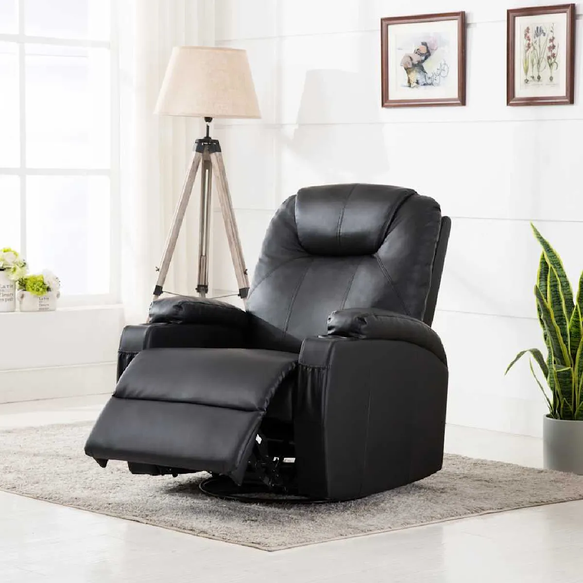 vidaXL Fauteuil à bascule de massage - Noir