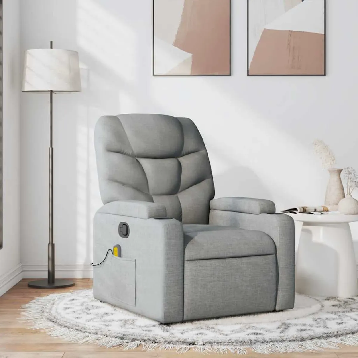 Non Communiqué Gris Fauteuil De Massage Inclinable Clair Tissu - Image 3