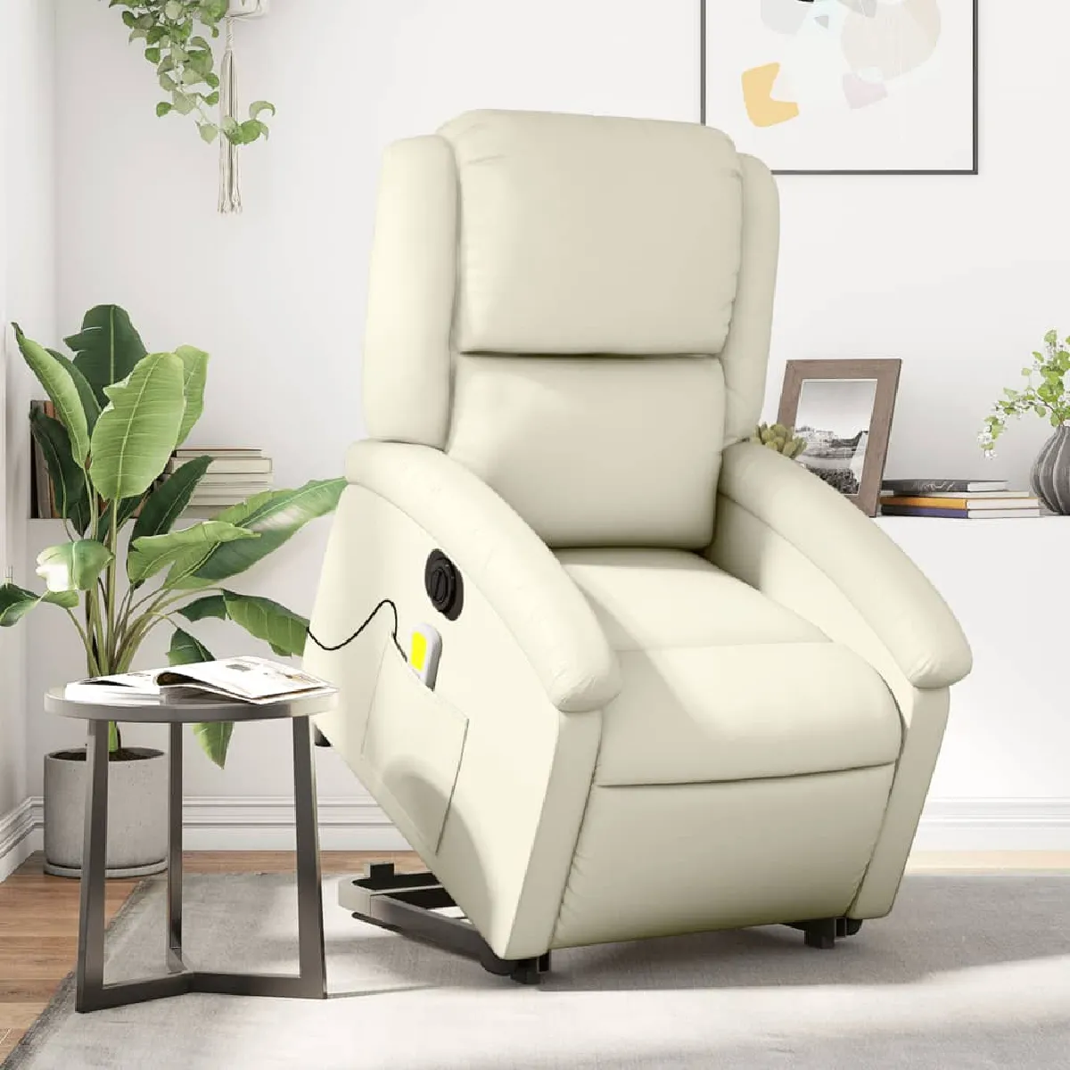 VidaXL Fauteuil de Massage Électrique Crème - vue 3