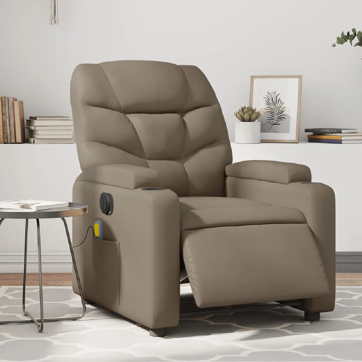 vidaXL Fauteuil de massage inclinable électrique Cappuccino similicuir - vue 2