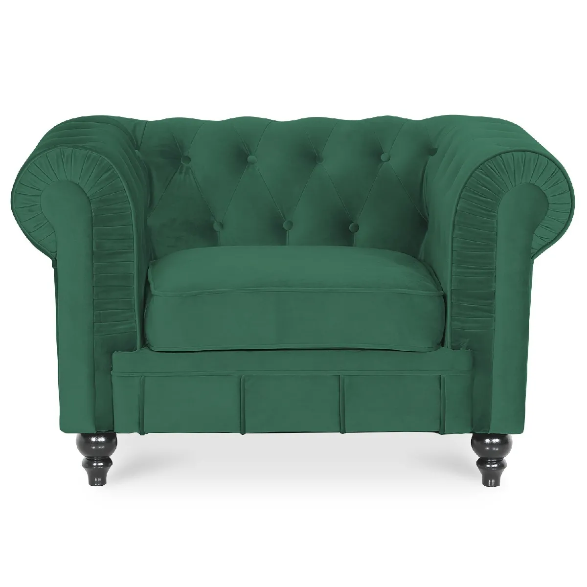 Fauteuil Chesterfield velours - Vert