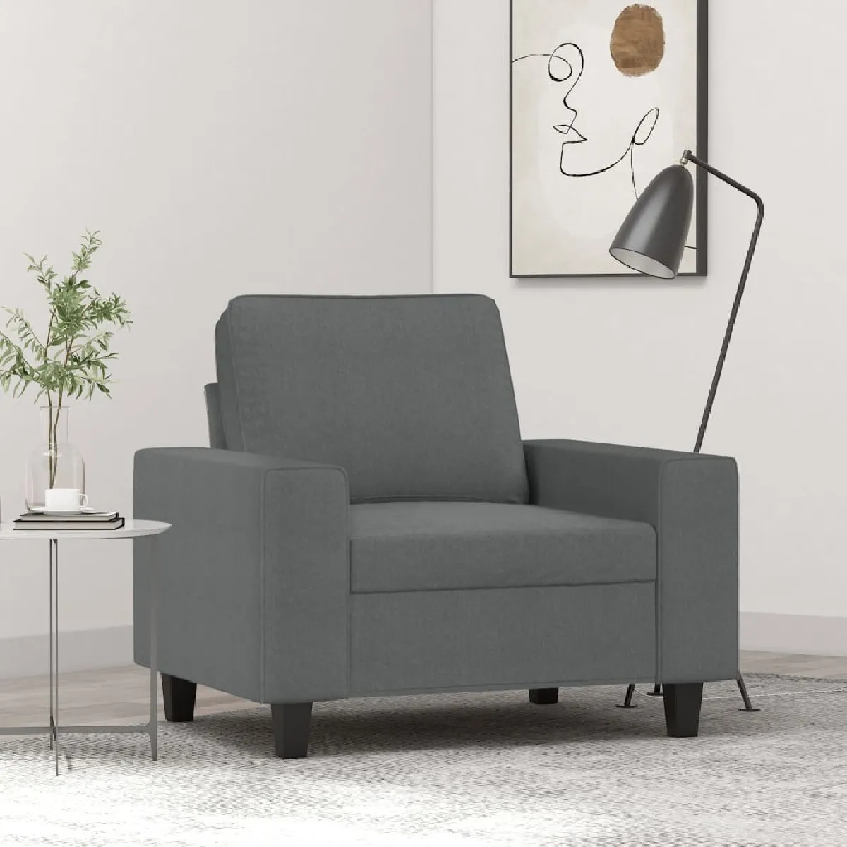 Vidaxl Gris Fauteuil Foncé 60 Cm Tissu - Image 2