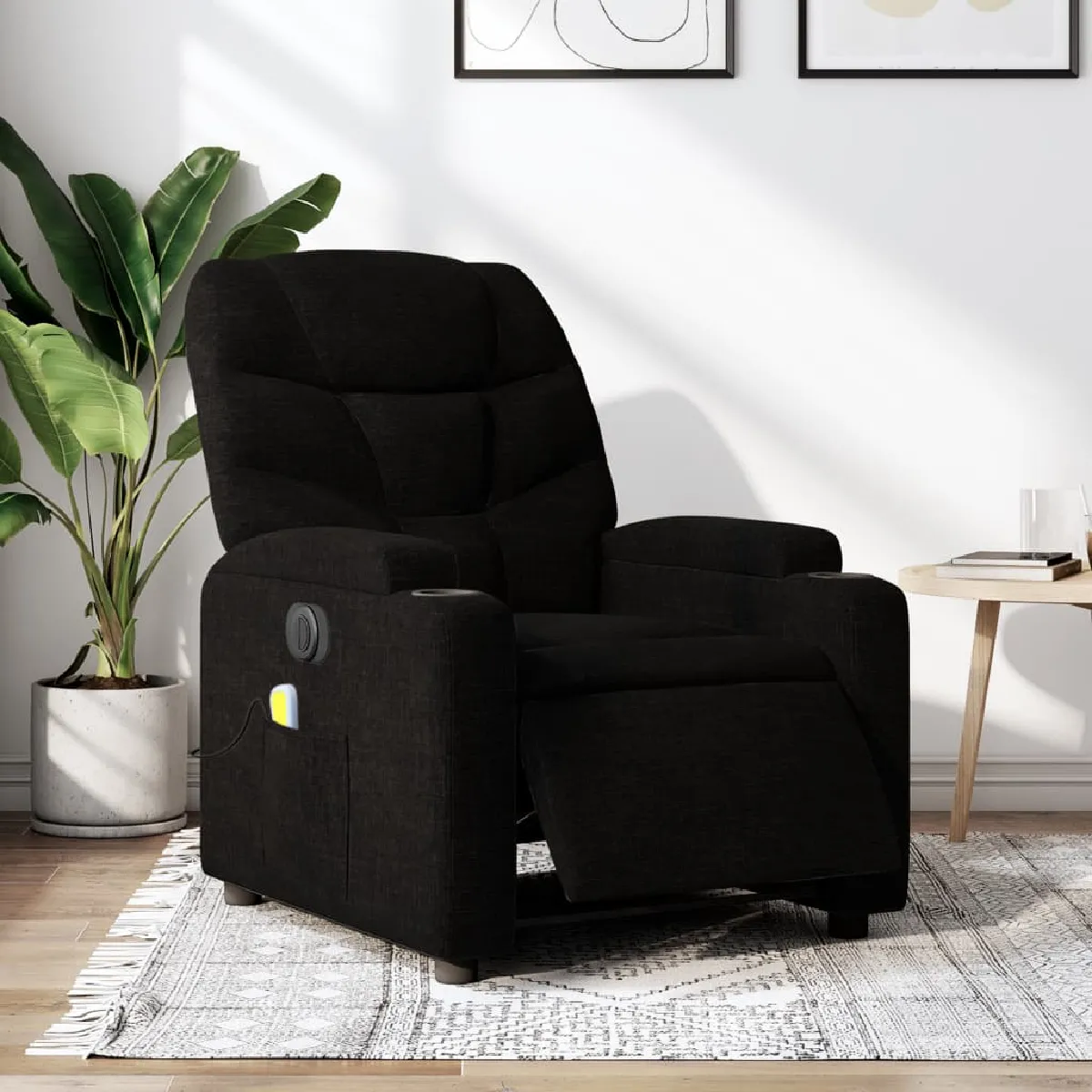 Non Communiqué Noir Vidaxl Fauteuil De Massage, Relaxation Électrique Réglable Tissu - Image 3