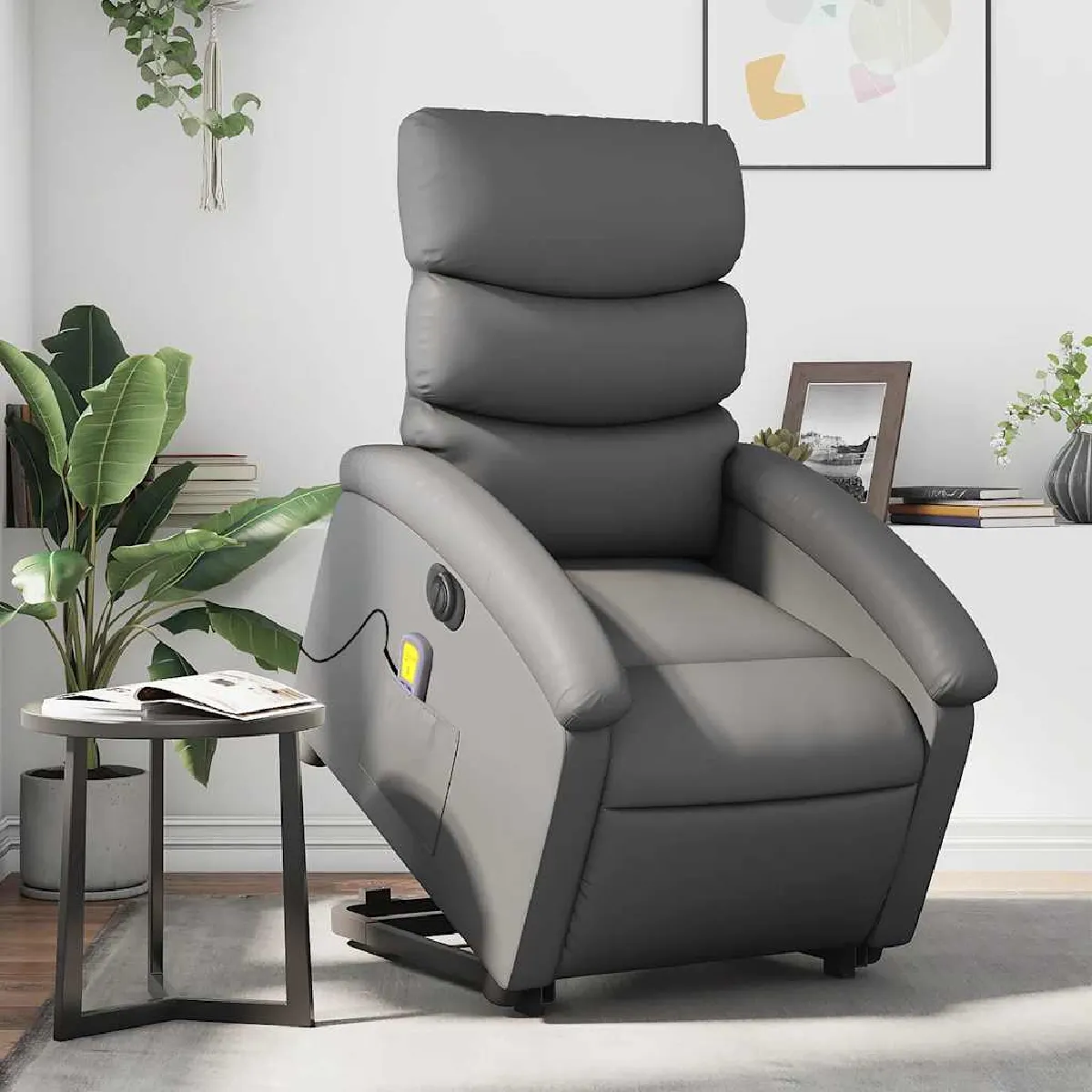 vidaXL - Fauteuil de relaxation - Inclinable électrique - Massage - Gris - Image 3