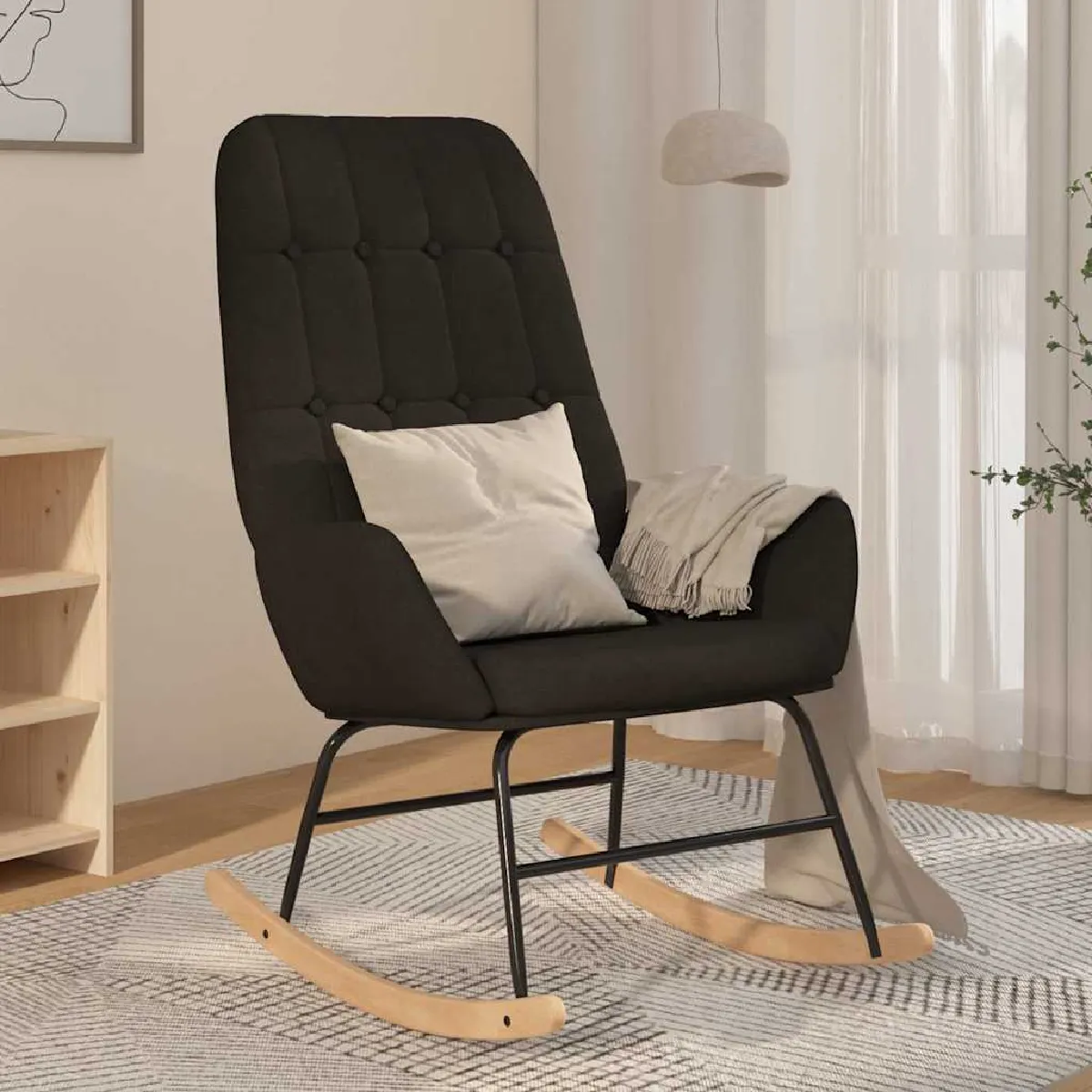 Non Communiqué Noir Vidaxl Fauteuil À Bascule Tissu - Image 3