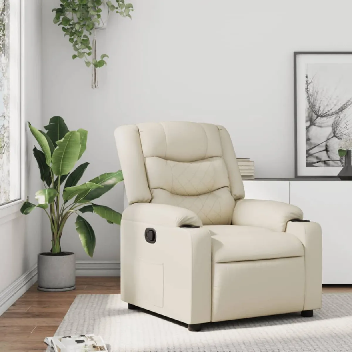 vidaXL Fauteuil inclinable manuel Crème - vue 1