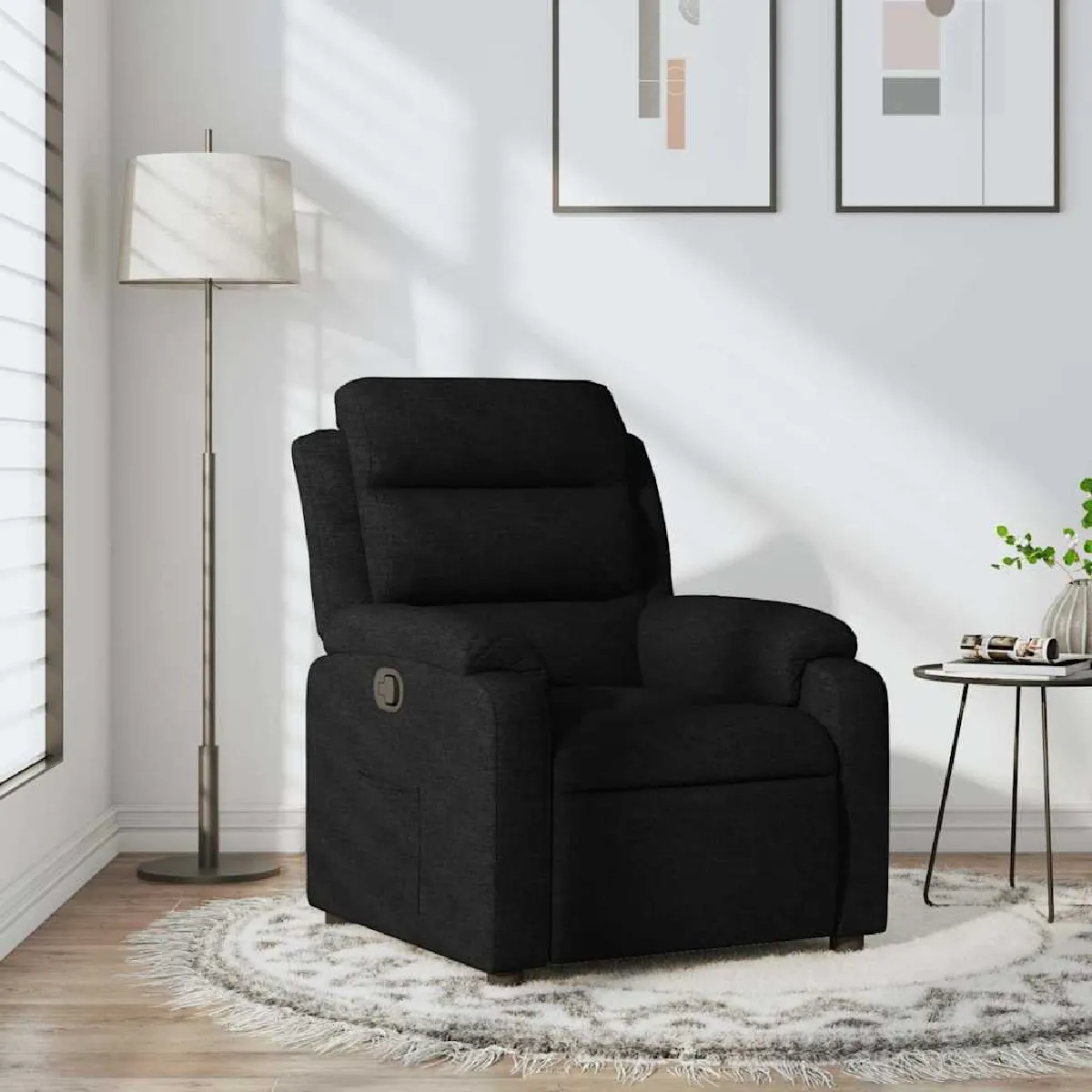 Non Communiqué Noir Vidaxl Fauteuil Réglable Tissu - Image 3