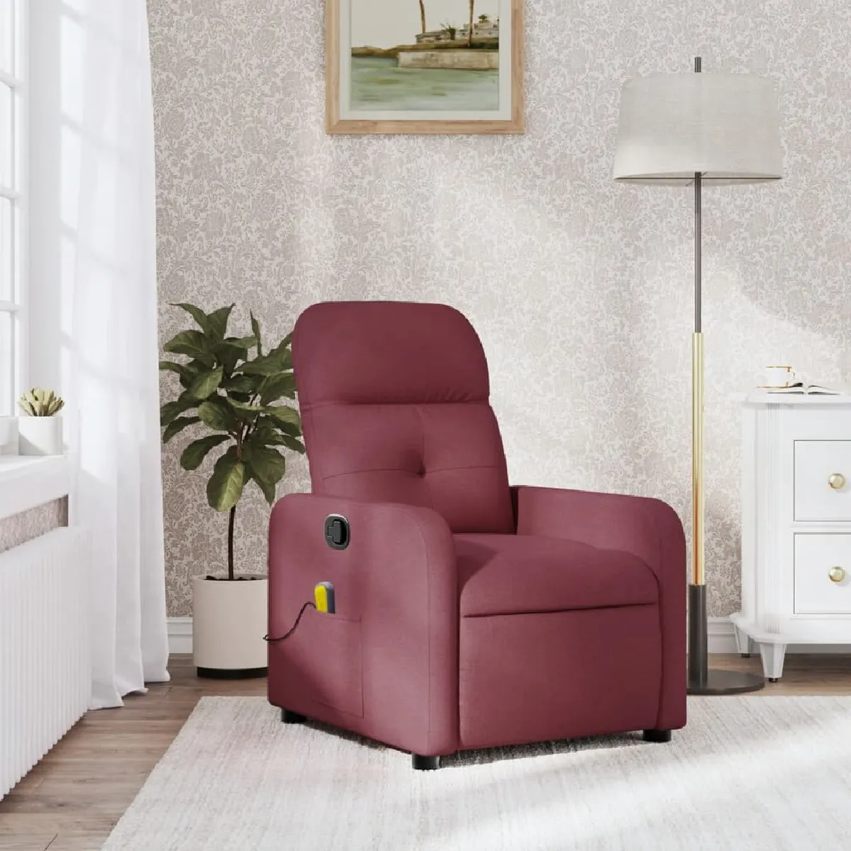 vidaXL Fauteuil de massage inclinable Rouge bordeaux
