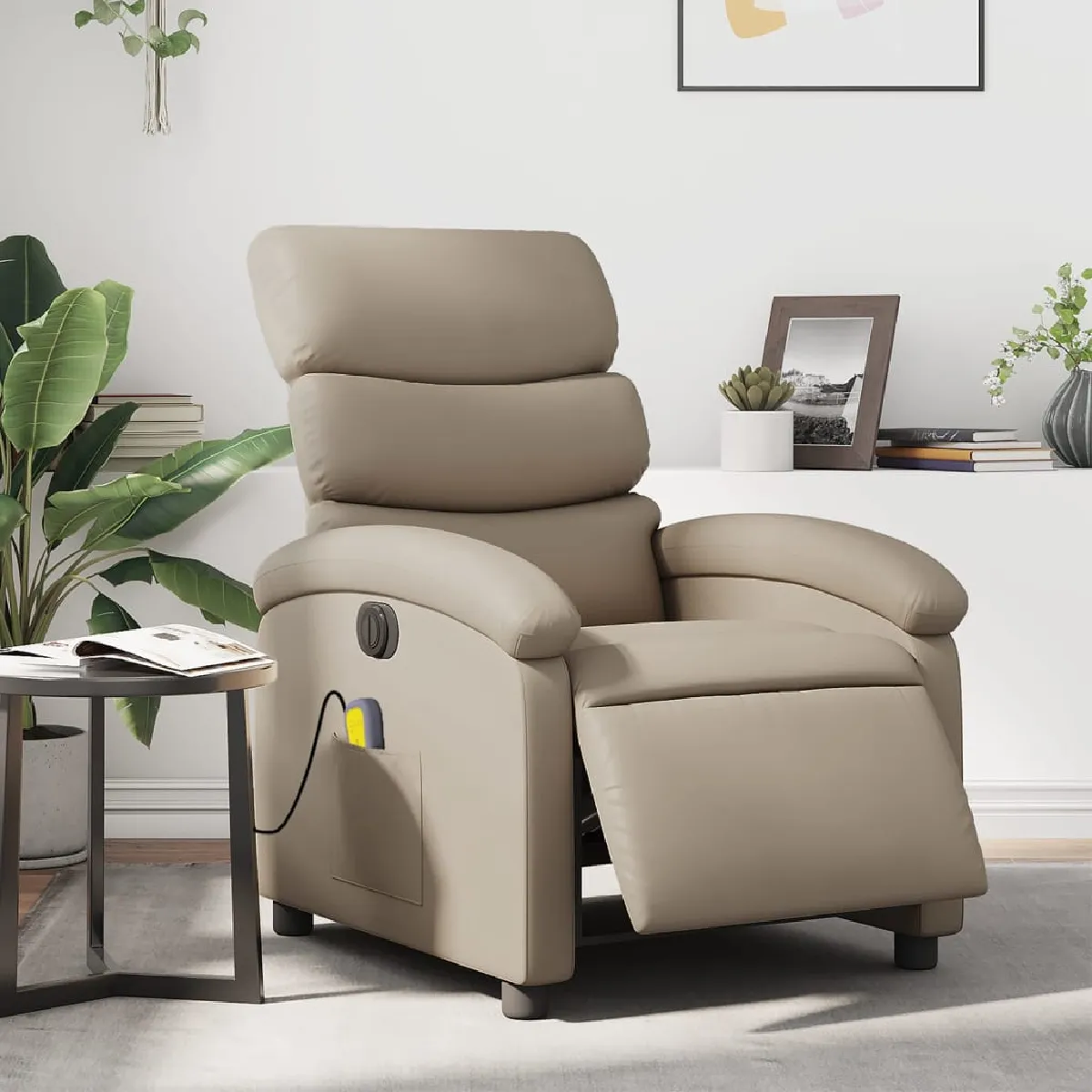 vidaXL Fauteuil de massage inclinable Cappuccino - vue 1