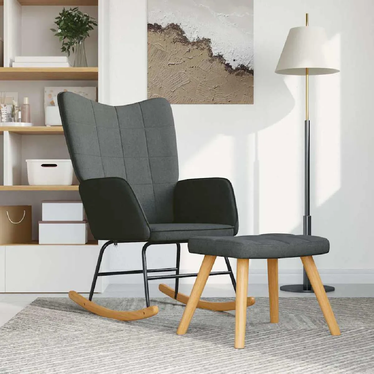 Non Communiqué Gris Vidaxl Chaise À Bascule Avec Tabouret Siège De Relaxation Fauteuil De Salon Salle De Séjour Siège De Salon Maison Intérieur 328019 - Image 3