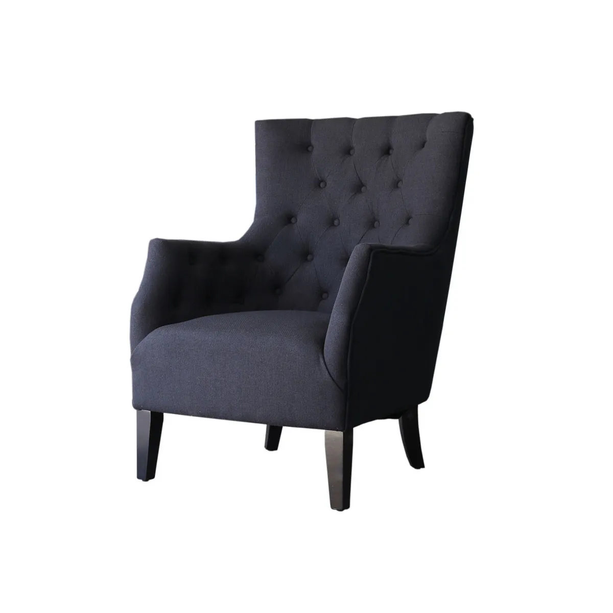 Fauteuil Scandinave Tissu [ ]Duchesse[ ] - 76 x 83 x 100,5 cm - Noir