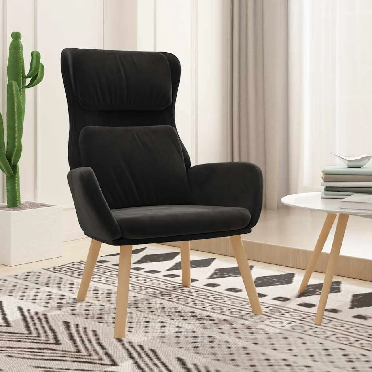 Vidaxl Noir Chaise De Relaxation Velours - Image 2