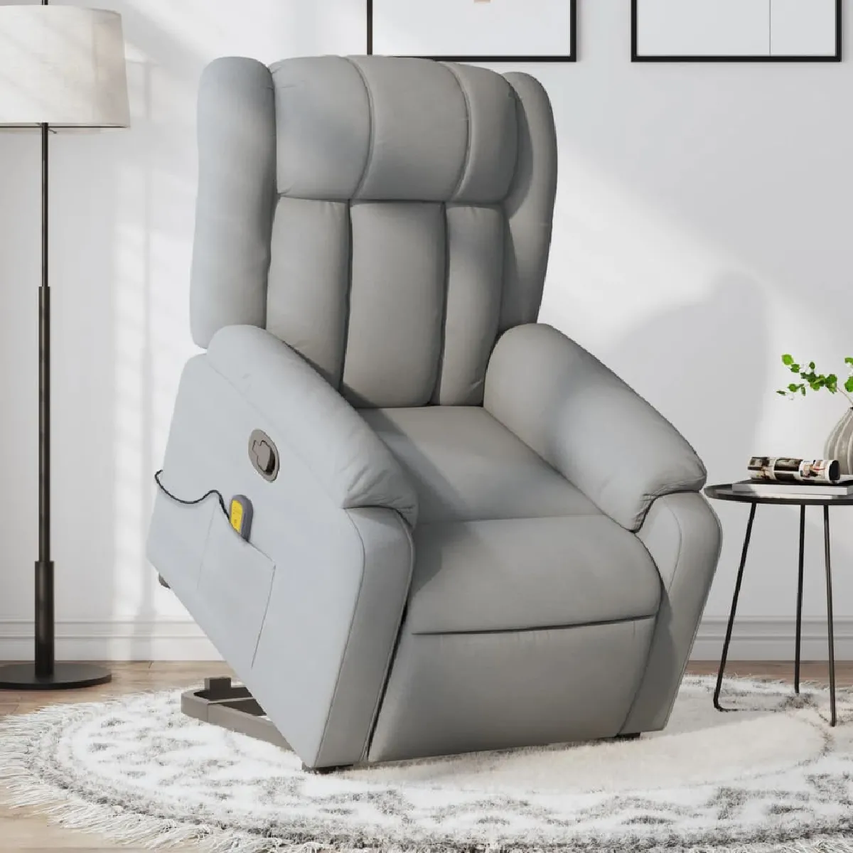 Non Communiqué Gris Vidaxl Fauteuil De Massage, Relaxation Tissu Clair - Image 3