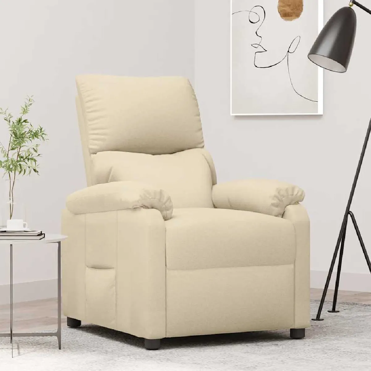 vidaXL Fauteuil inclinable Crème - vue 5