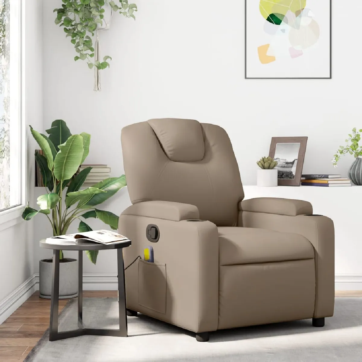 VIDAXL Fauteuil de massage Cappuccino Similicuir - vue 4