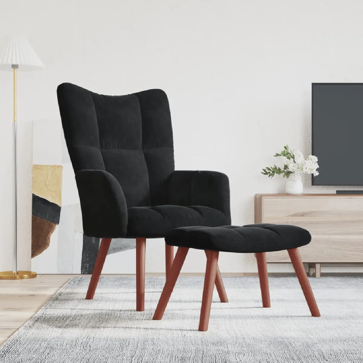 vidaXL Chaise de relaxation Velours Crème - vue 10