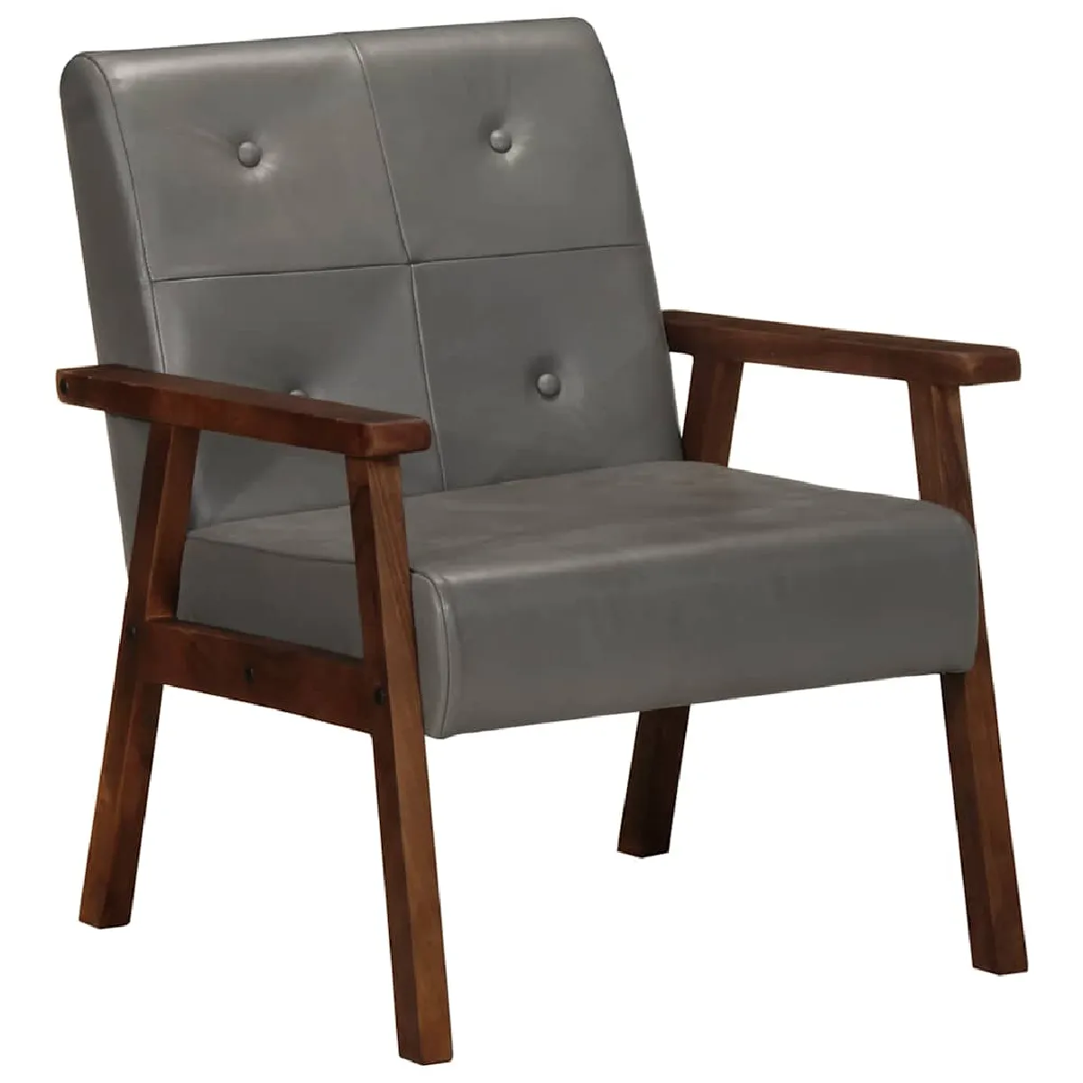 VIDAXL - Fauteuil de salon - Cuir - Gris - Image 2