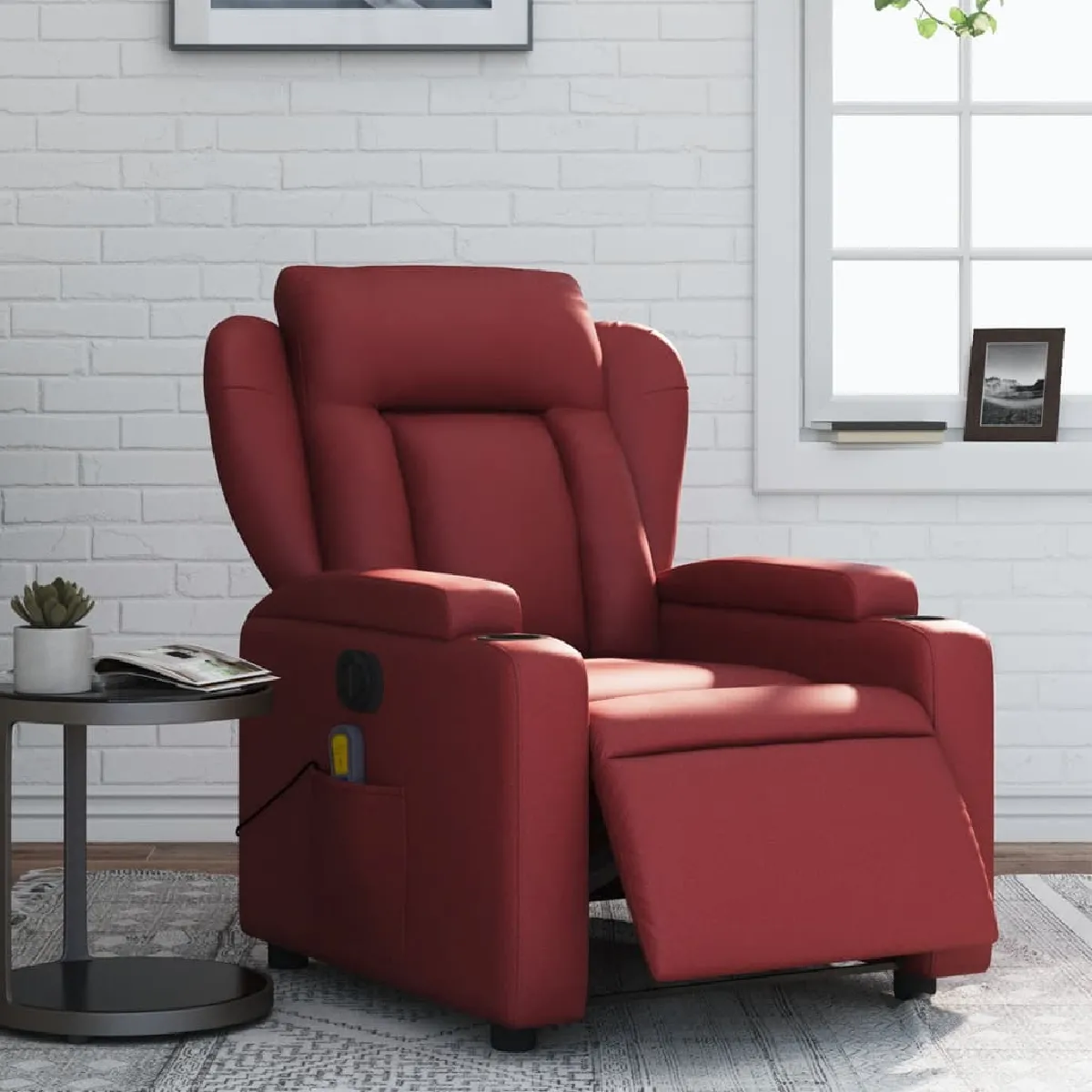 Non Communiqué Rouge Vidaxl Fauteuil De Massage Inclinable Électrique Bordeaux 3204541 - Image 3